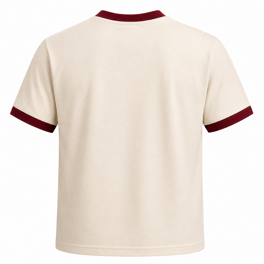 Junoon Ringer Tee – Off White/Maroon