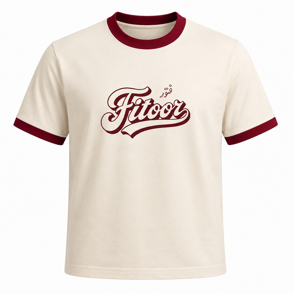Fitoor Ringer Tee - Off-White/Maroon