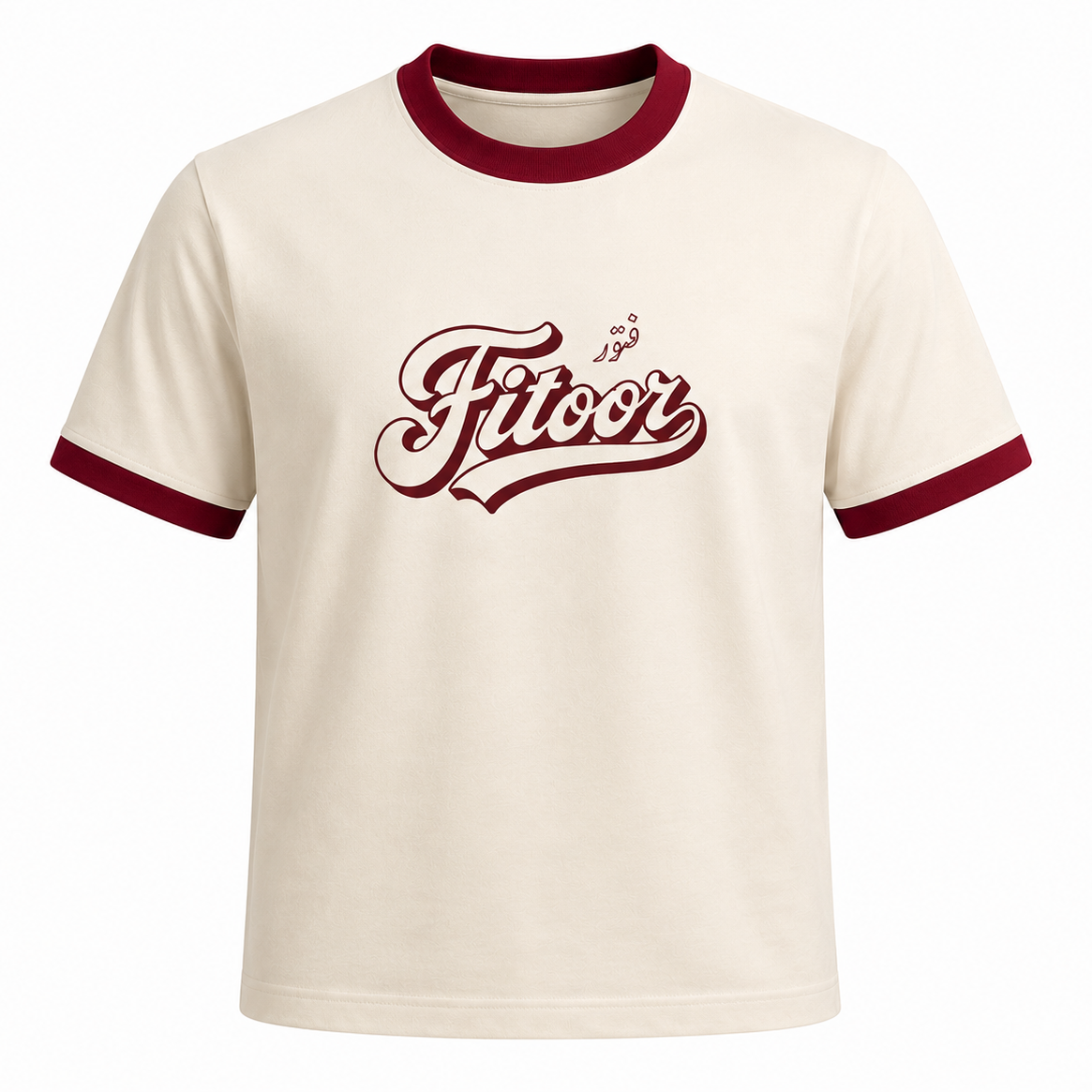 Fitoor Ringer Tee - Off-White/Maroon