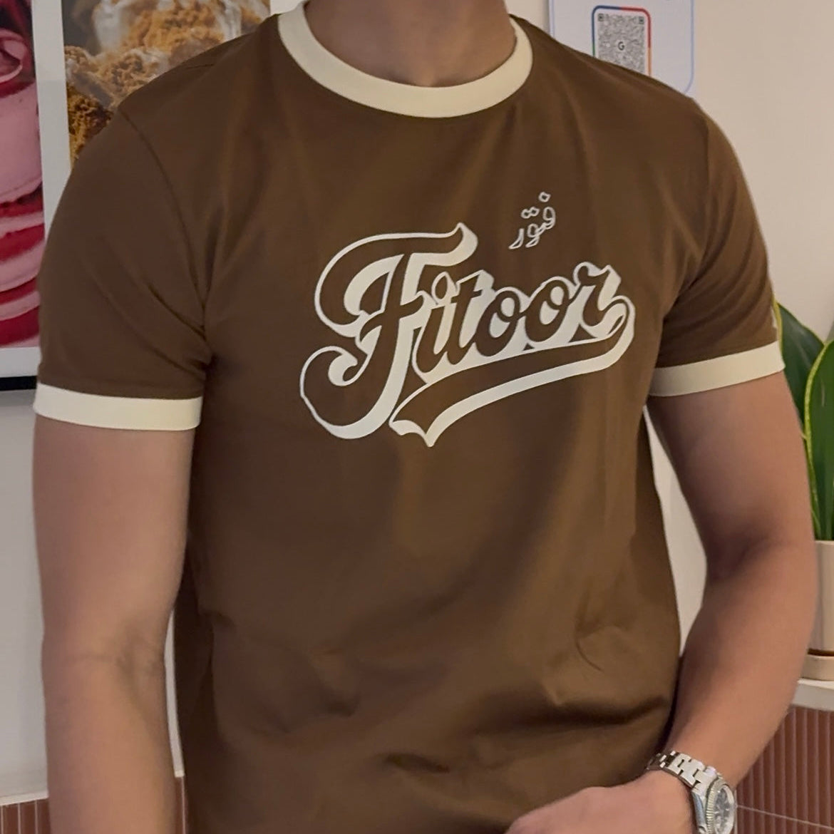 Fitoor Ringer Tee – Mousse/Cream