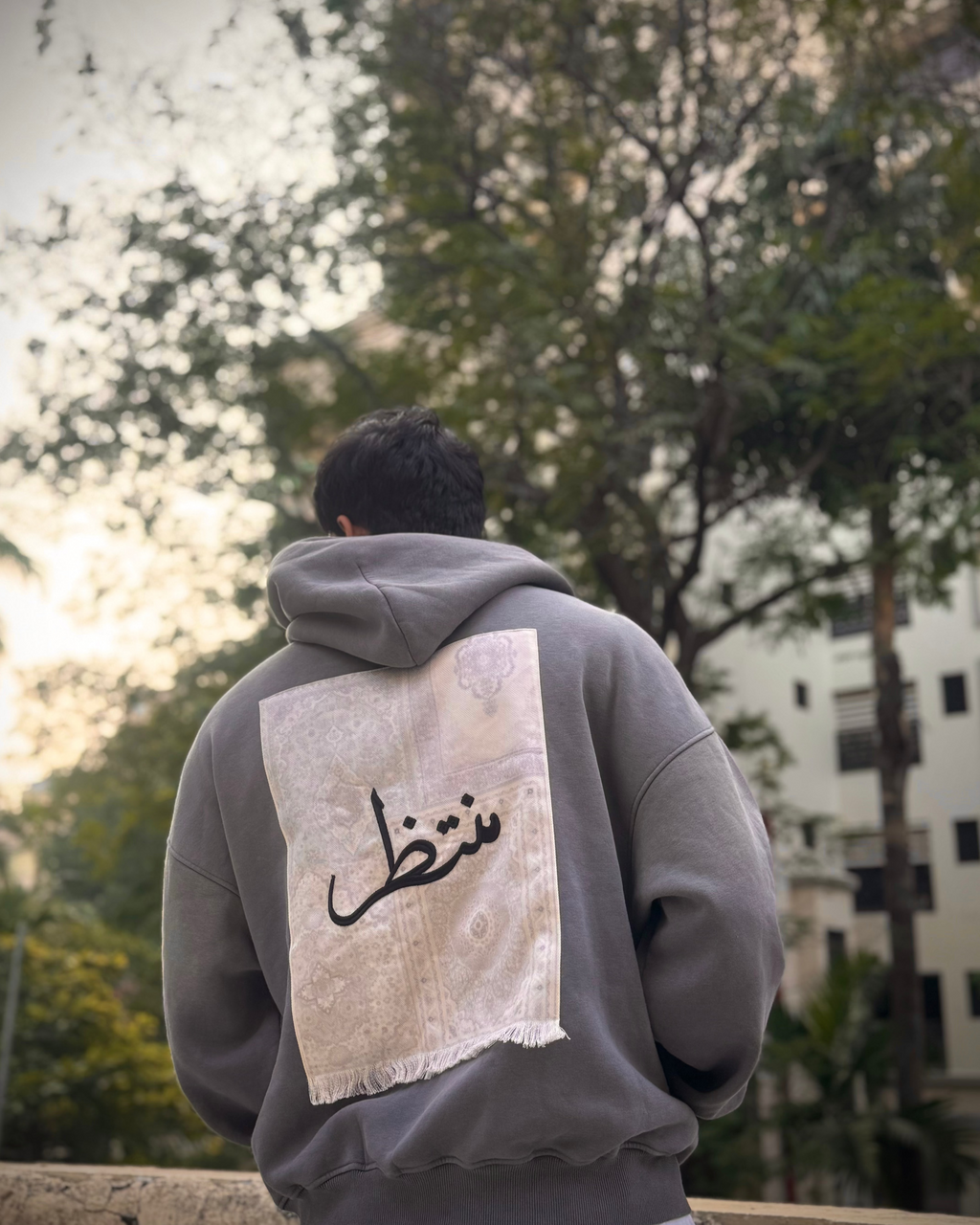 MUNTAZIR Grey Oversized Heavyweight Hoodie
