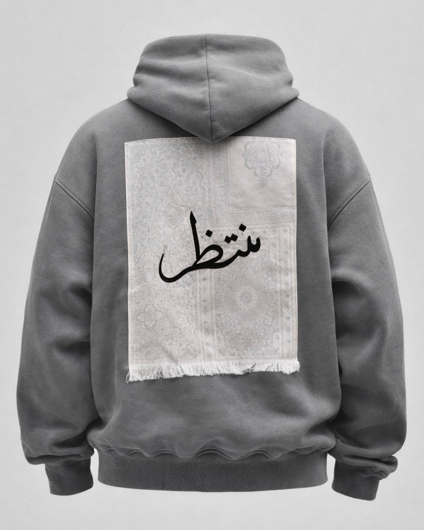 MUNTAZIR Grey Oversized Heavyweight Hoodie