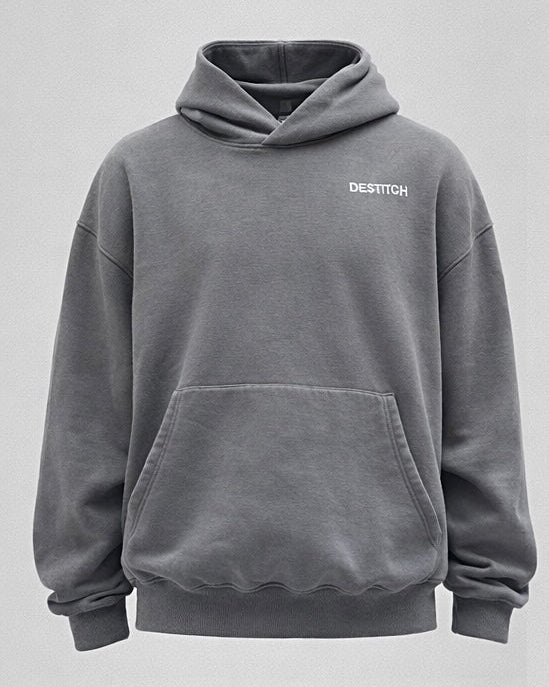 MUNTAZIR Grey Oversized Heavyweight Hoodie