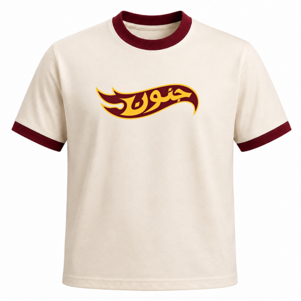 Junoon Ringer Tee – Off White/Maroon