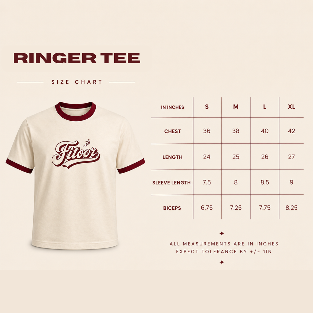Fitoor Ringer Tee - Off-White/Maroon