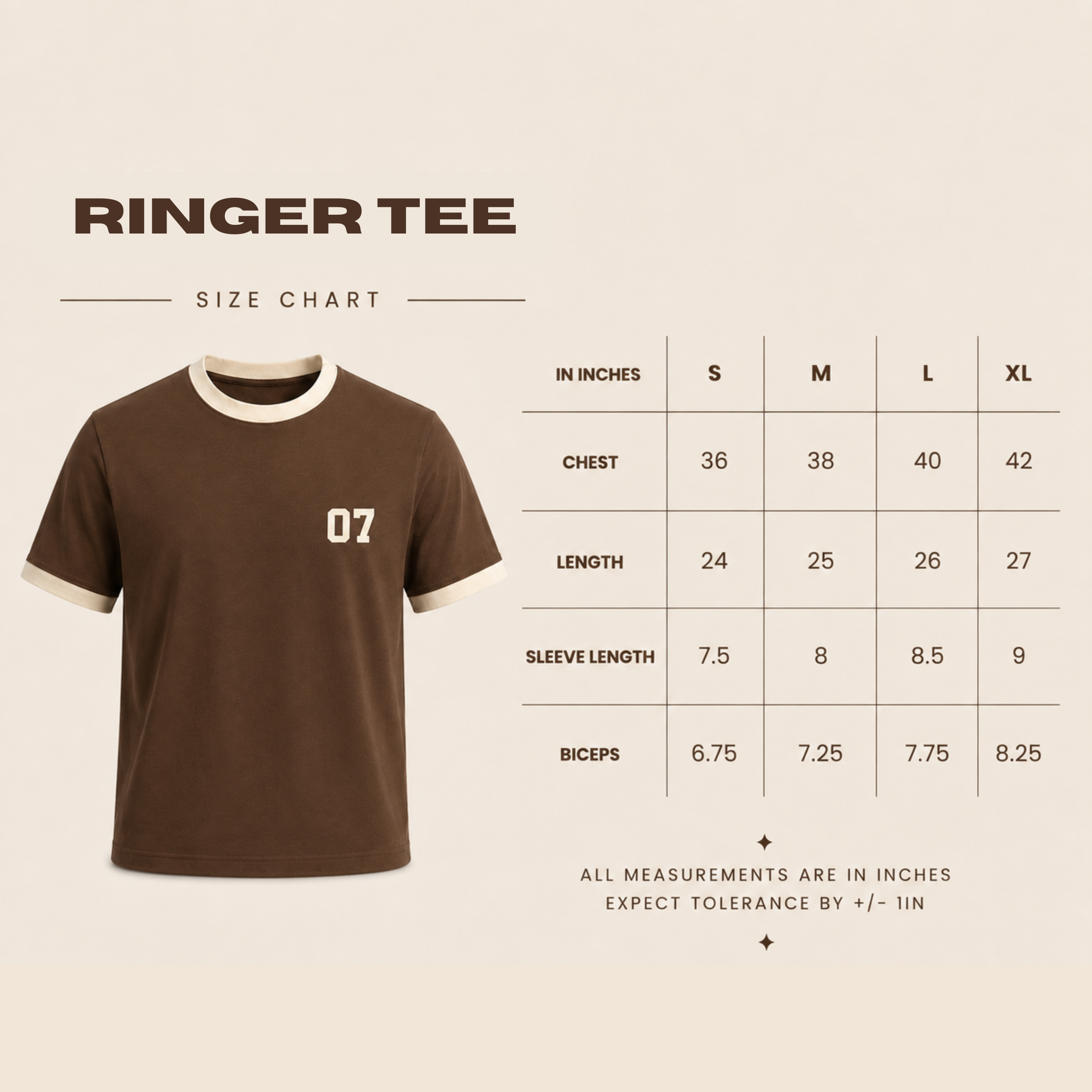 07 Ringer Tee – Mousse/Cream