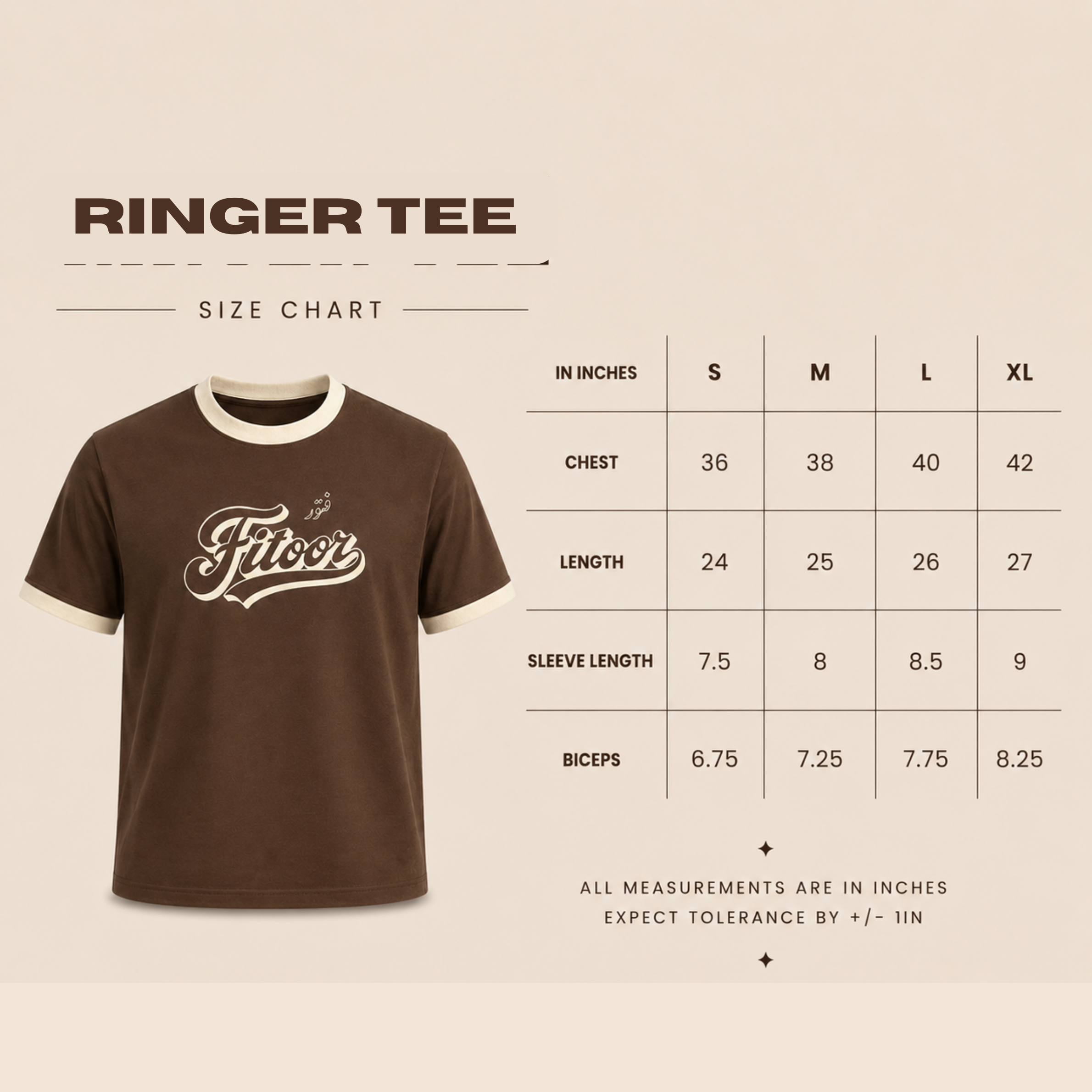 Fitoor Ringer Tee – Mousse/Cream