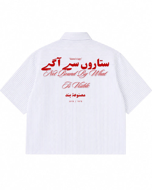 Blue Striped Oxford Boxy Shirt Back Design