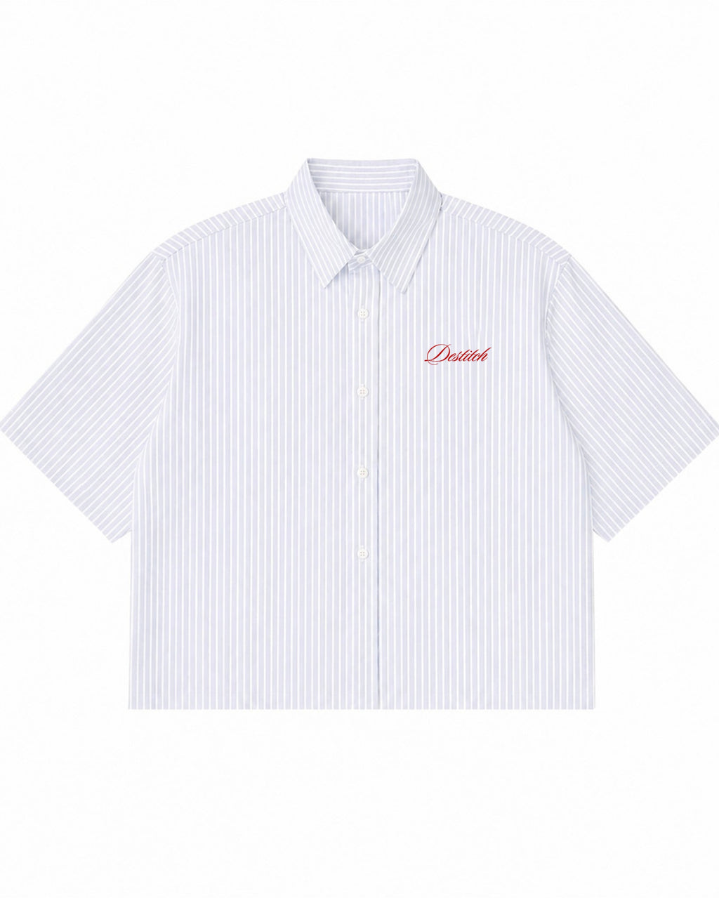 Blue Striped Oxford Boxy Shirt Front Design