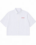 Blue Striped Oxford Boxy Shirt Front Design