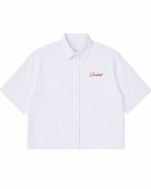Blue Striped Oxford Boxy Shirt Front Design